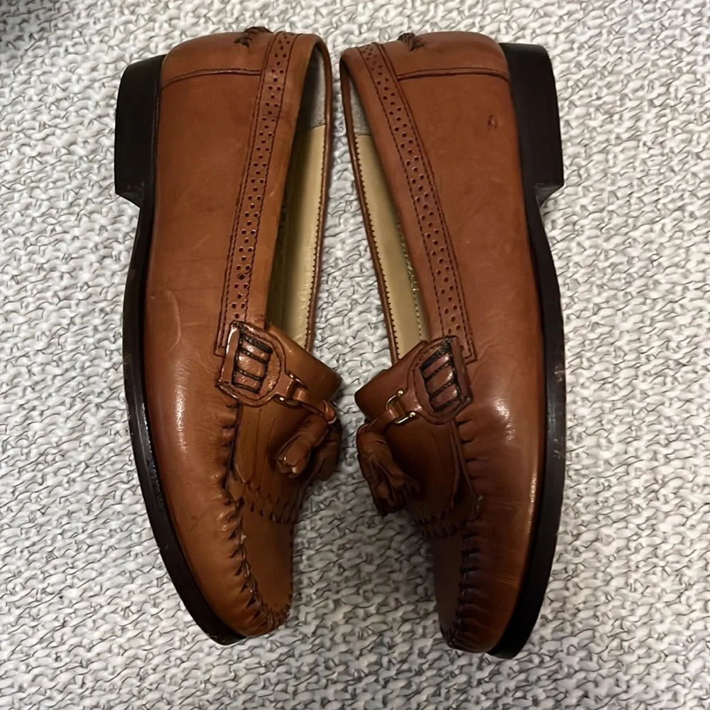 Bob Roy Collection Kids Slip On Tan Light Brown Leather Wingtip Loafers Sz 1